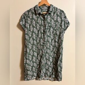 Bridge and Burn Shirt Dress Rayon Green Paisley Large Womens